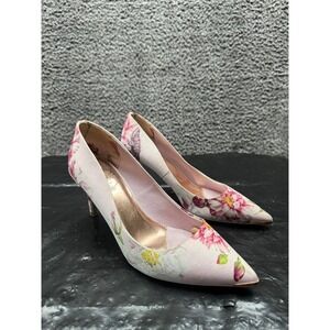 Ted Baker Vyixyn-P-2 Floral Pointed Toe Slip On Heels Pink Womens Size 38.5 EU‎